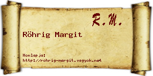 Röhrig Margit névjegykártya